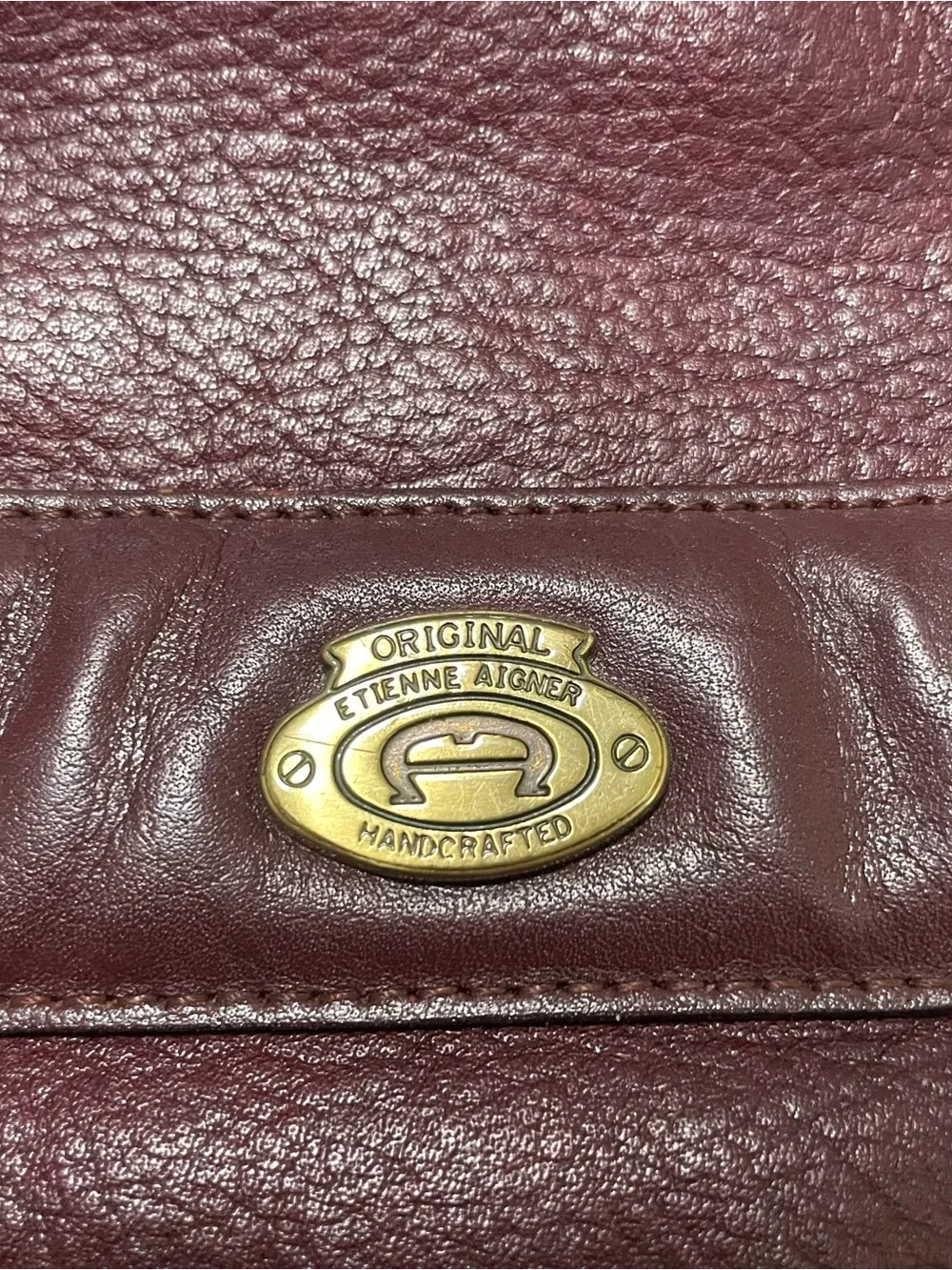 Vintage Etienne Aigner Burgundy Leather Crossbody with Gold-Tone Turnlock